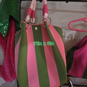 Striped Pink and Green Women's Bag